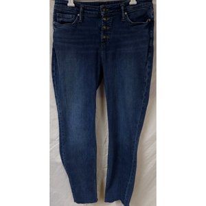Silver Jeans Co Womens 30X26 High Note Skinny Exposed Button Fly Raw Hem Jeans